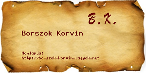Borszok Korvin névjegykártya